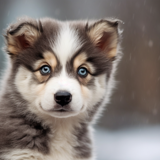 grey Mini Huskydoodle puppy